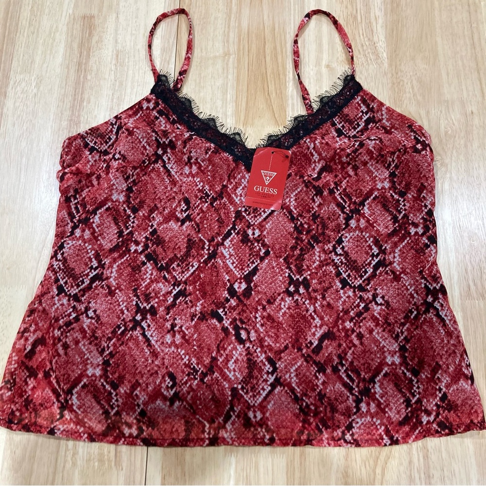 NWT GUESS Red Snake Print Women's Camisole Top Size M